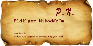 Pláger Nikodém névjegykártya